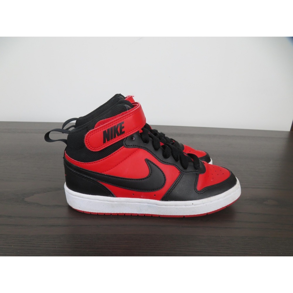 Nike Court Borough Mid 2 Shoes Boys 4Y Red Black Basketball Sneakers CD7782-602